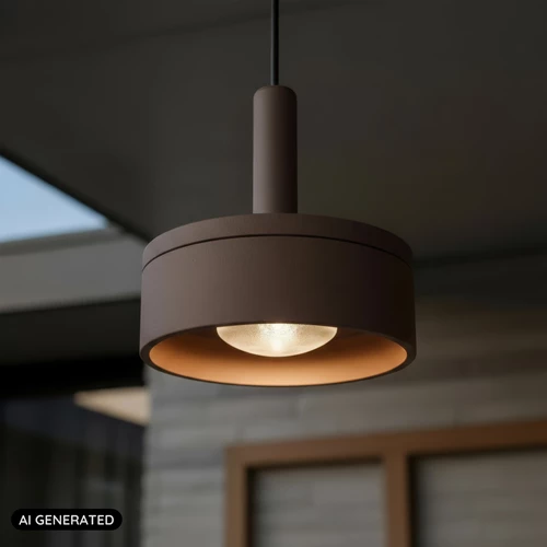 Lucide LENZ - Lámpara colgante Dentro/Fuera - Ø 11 cm - LED - 1x8W 2700K - IP54 - Marrón óxido - Essential - AI 1